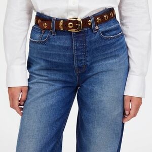Madewell Blue Wide Leg Jeans with Brown Belt